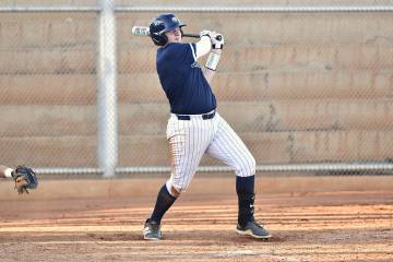 Robert Vendettoli/Boulder City Review Gauge Rhodes hits a double to left field against Canyon S ...