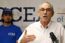 Clark County Education Association Executive Director John Vellardita speaks during a press con ...