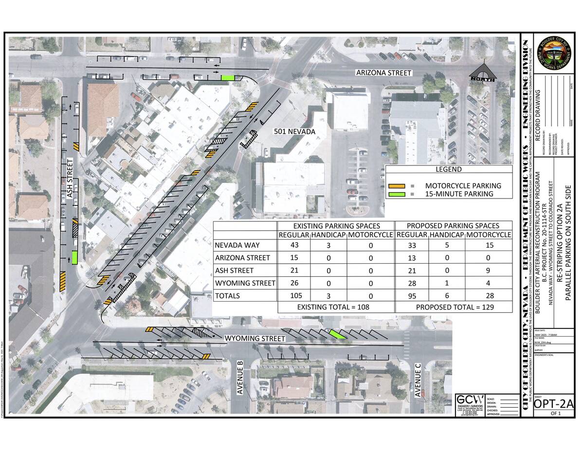 Monday, the city released an updated plan for the roadwork and parking upgrades along Nevada Wa ...