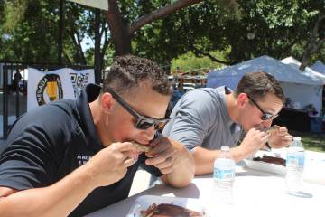 Ron Eland/Boulder City Review BCFD firefighters Elijah Hubbard and Dominic Mirjanian competed a ...