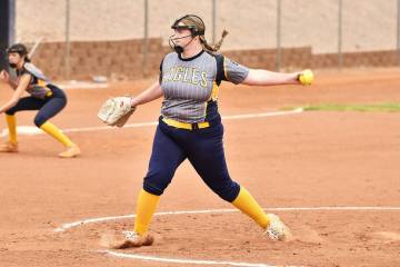 Robert Vendettoli/Boulder City Rdview Boulder City pitcher Payton Rogers throws a no-hitter aga ...