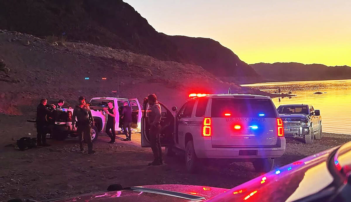 Photo courtesy LMNRA Rescuers gather last week as they search for a man and his dog. The man we ...