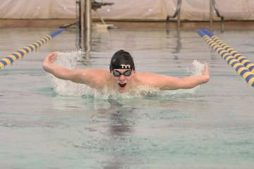 Courtesy photo Performing the butterfly stroke, Brigham Jensen races to the finish line this pa ...