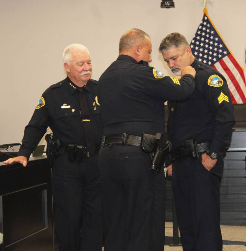 Ron Eland/Boulder City Review BCPD officer Bret Hood was recently promoted to the position of s ...
