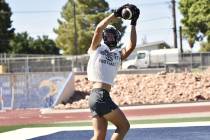 Robert Vendettoli/Boulder City Review Boulder City junior receiver Gavin Robinson hauls in a pa ...