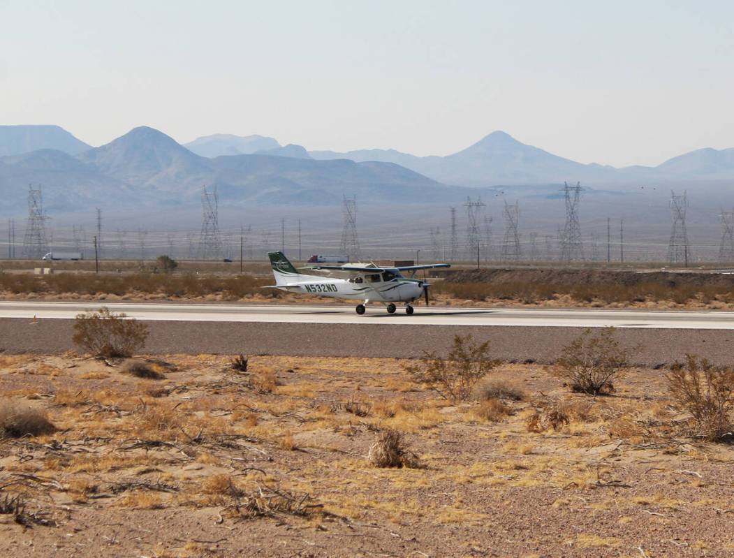 Ron Eland/Boulder City Review A small, private plane comes in for a landing Monday morning at B ...