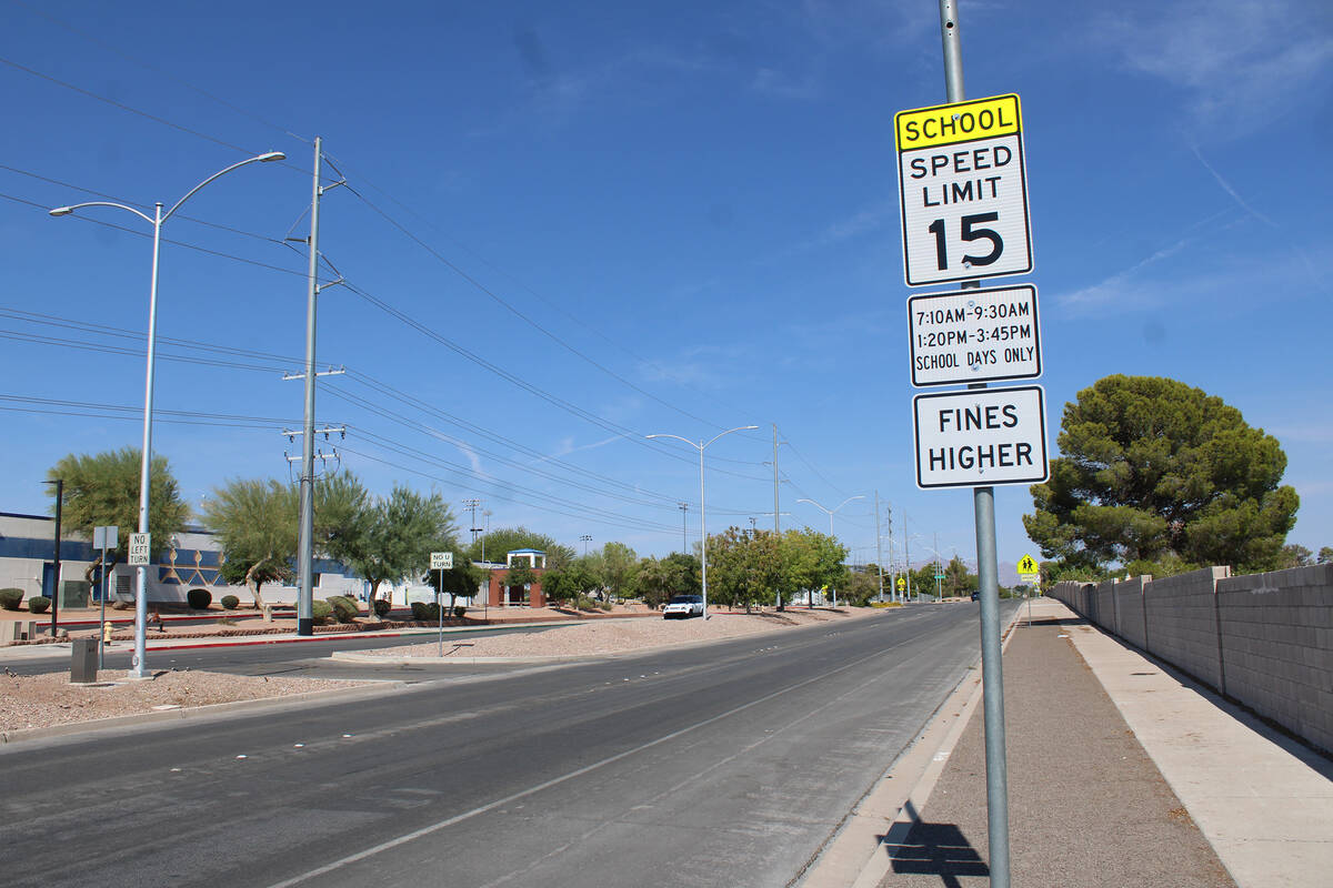 Ron Eland/Boulder City Review Motorists are reminded to slow down while driving along Adama Bou ...