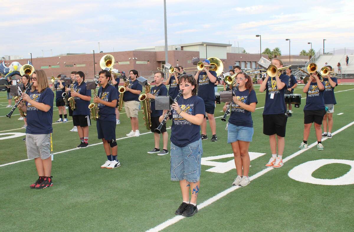 The Screaming Eagles marching band performed several songs, including a few with alumni who wer ...