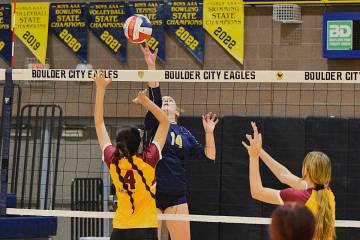 Robert Vendettoli/Boulder City Review Putting points on the board, Bella Battistone spikes the ...
