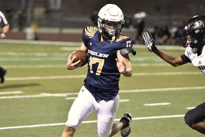 Robert Vendettoli/Boulder City Review Moving the chains, running back Nathaniel Lewis rushes up ...