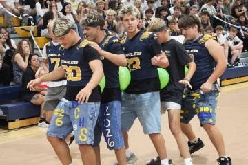 Ron Eland/Boulder City Review Boys from the BCHS senior class of 2026 participate in one of a h ...