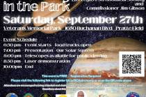 Courtesy image Mark your calendars for Astronomy in the Park on Sept. 27 at Veterans Park.
