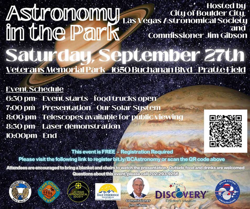Courtesy image Mark your calendars for Astronomy in the Park on Sept. 27 at Veterans Park.