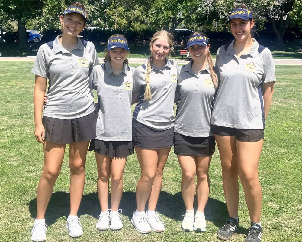 Courtesy photo Boulder City High School girls golf team celebrates a league victory at Boulder ...