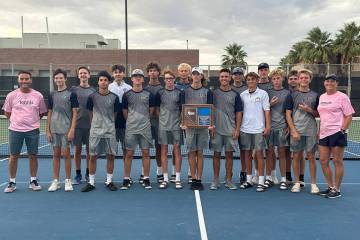 Photo courtesy Rachelle Huxford Boulder City High School boys tennis celebrates their regional ...