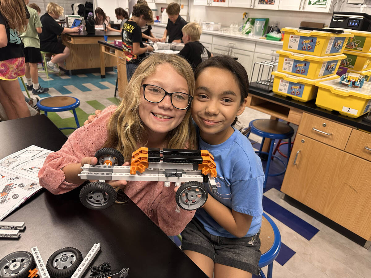 Photo courtesy Jeanne Moody Averie Martin and Brielle Smith proudly display a project the two h ...