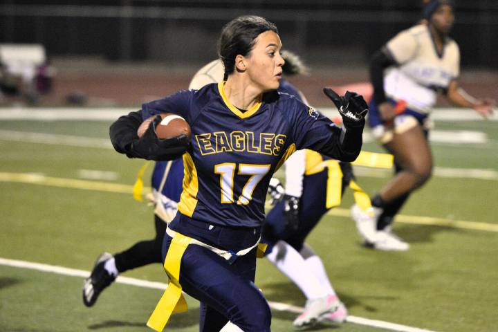 Robert Vendettoli/Boulder City Review Star running back Sancha Jenas-Keogh runs the ball upfiel ...