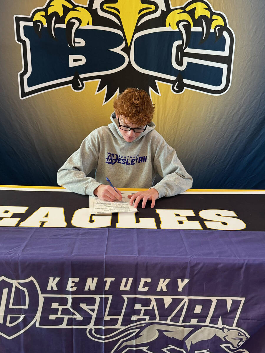 Photo courtesy BCHS Logan Borg signs his letter of intent to play tennis with Kentucky Wesleyan ...