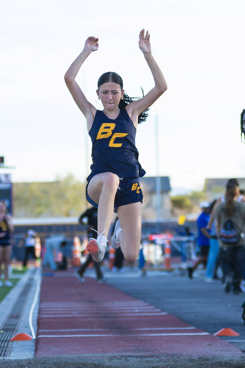 Photo courtesy Cathrin Goode Boulder City track star Leona Merrill places first in the long ju ...