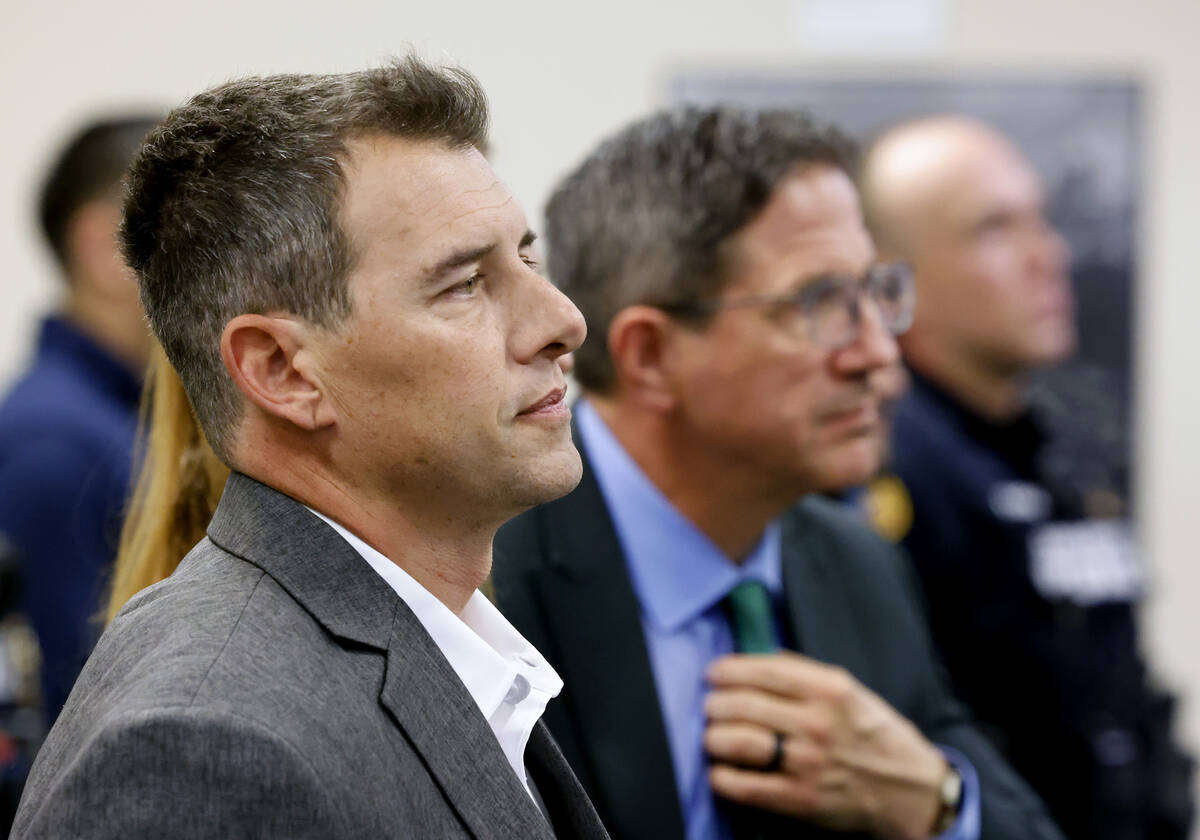 Frank Mariani, left, a former Boulder City High School football coach accused of lewdness, appe ...