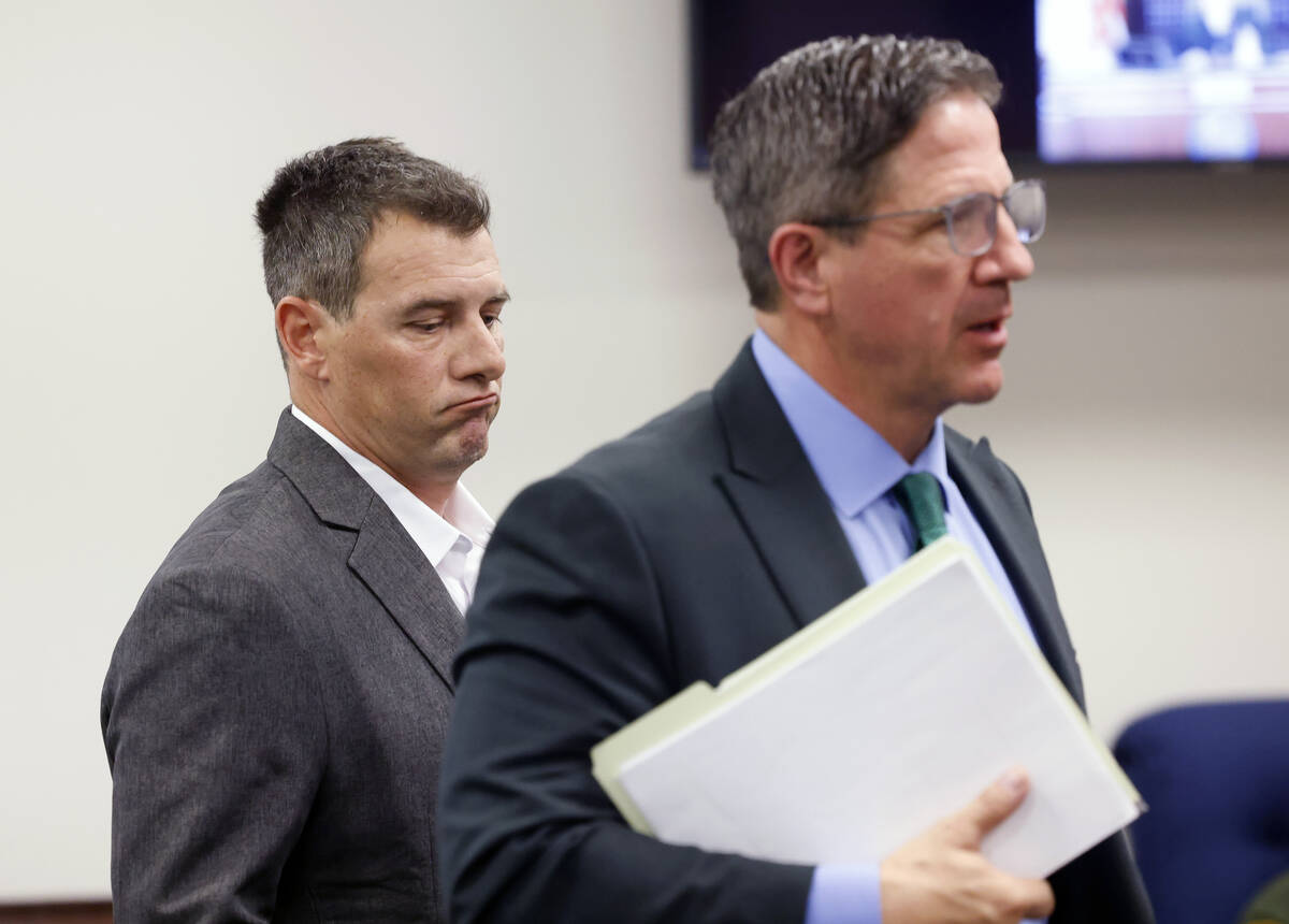 Frank Mariani, left, a former Boulder City High School football coach accused of lewdness, appe ...
