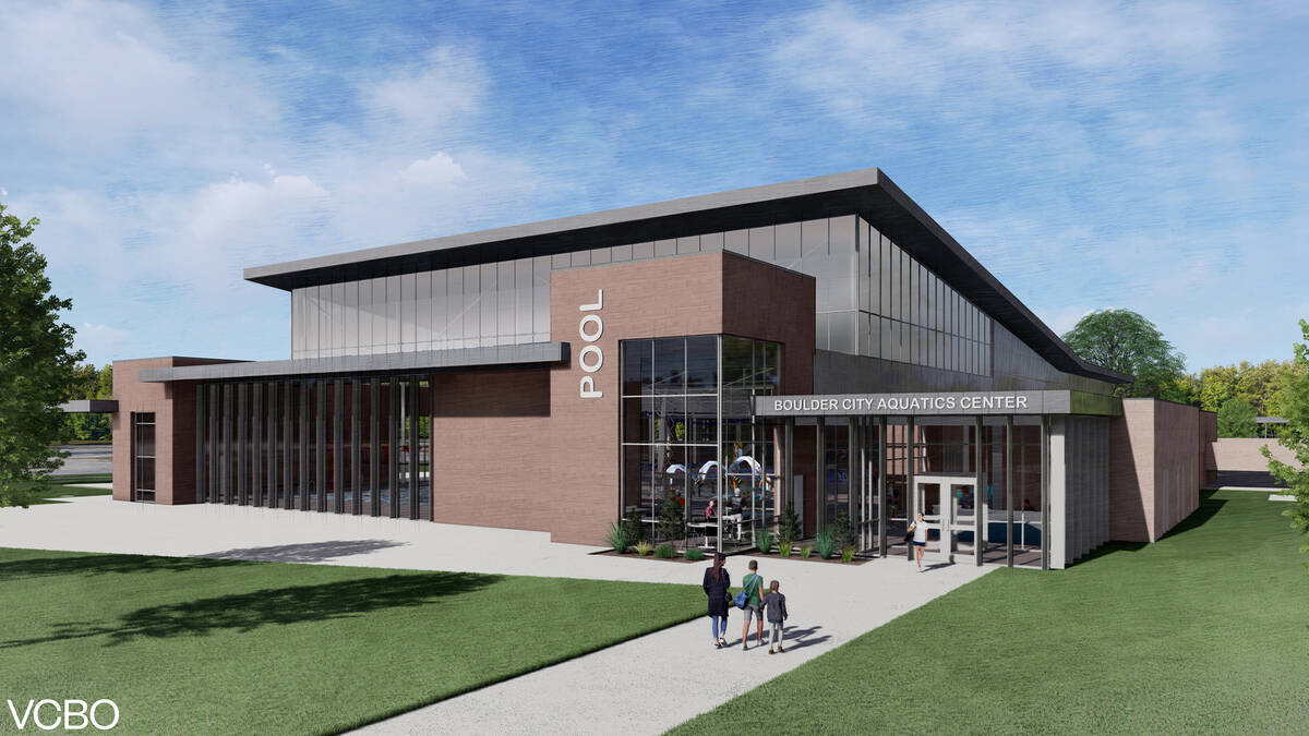 Image courtesy VCBO This artist rendering shows the proposed exterior of the new pool facility.
