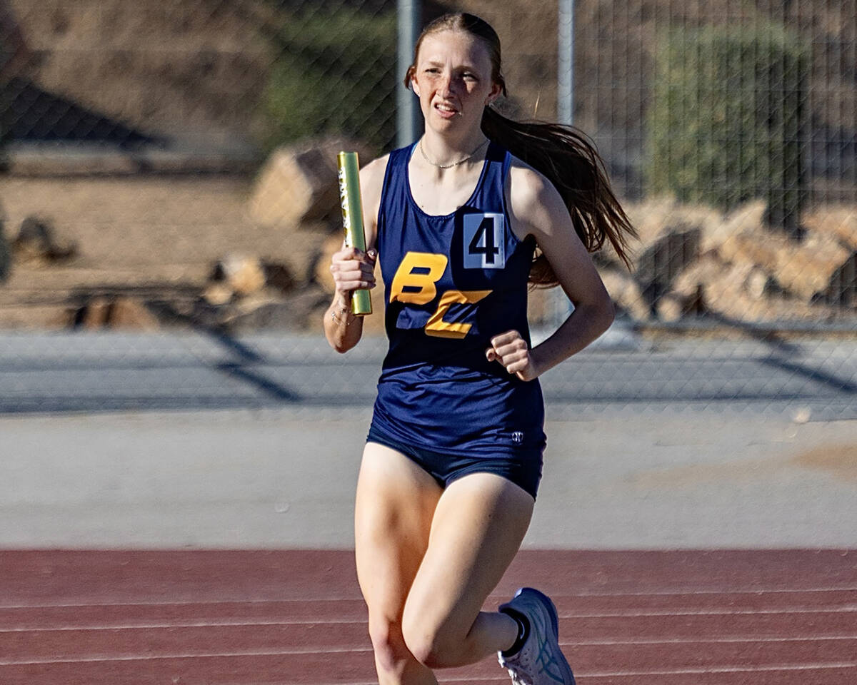 Photo courtesy Cathrin Goode Boulder City High School runner Leonesse Williams helps lead the E ...