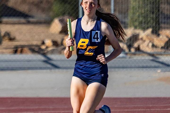 Photo courtesy Cathrin Goode Boulder City High School runner Leonesse Williams helps lead the E ...