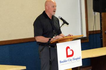 Ron Eland/Boulder City Review Boulder City Hospital CEO Tom Maher spoke to nearly 100 people la ...