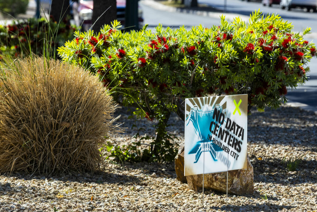 Homes about town have "No Data Centers" signs in their front yards as project represe ...