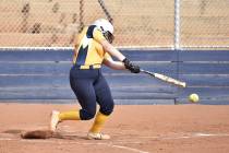 Robert Vendettoli/Boulder City Review Boulder City softball star Payton Rogers put the ball in ...