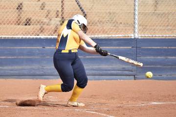 Robert Vendettoli/Boulder City Review Boulder City softball star Payton Rogers put the ball in ...