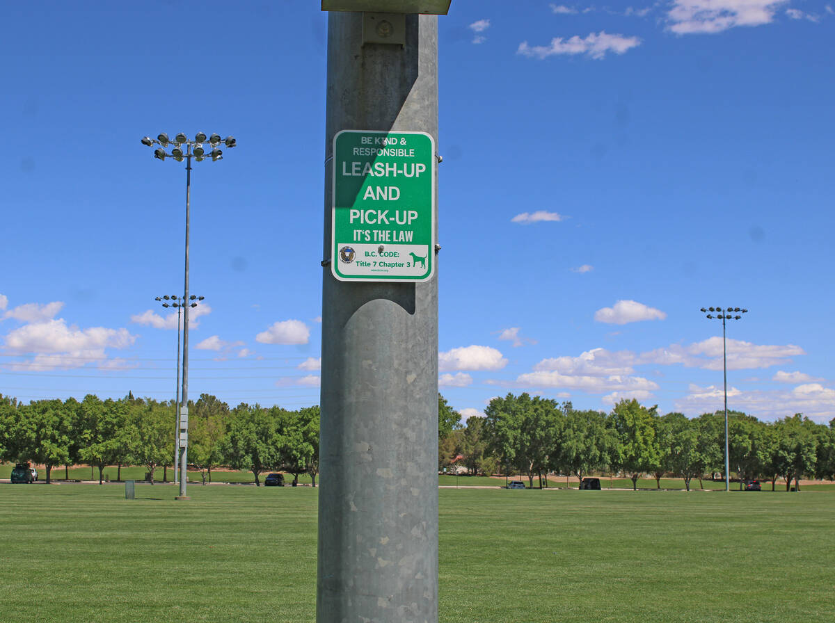 Ron Eland/Boulder City Review Signs like this one can be seen on numerous poles surrounding Pra ...