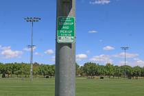 Ron Eland/Boulder City Review Signs like this one can be seen on numerous poles surrounding Pra ...