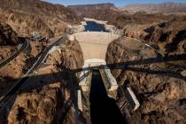A view of Hoover Dam from the Mike OCallaghan-Pat Tillman Memorial Bridge on Oct. 20, 2020, in ...