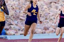Photo courtesy Cathrin Goode Boulder City's Sancha Jenas-Keogh finishes first in the 100-meter ...