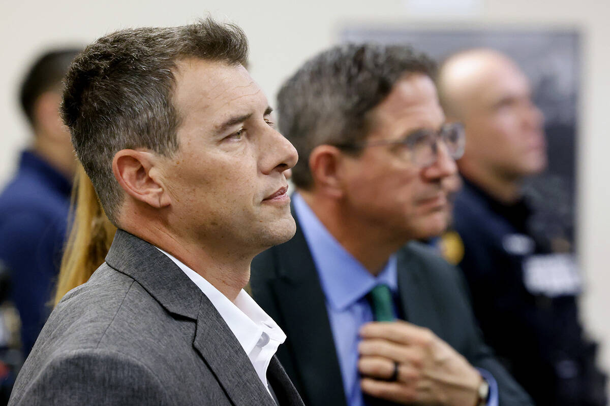 Frank Mariani, left, a former Boulder City High School football coach accused of lewdness, appe ...