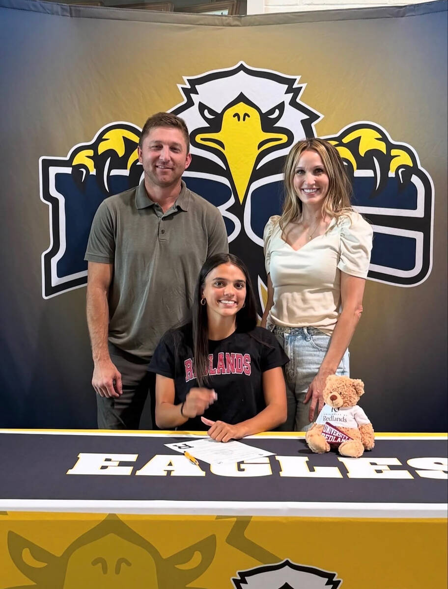 Courtesy photo Boulder City High School track star Sancha Jenas-Keogh signs on to run at Unive ...