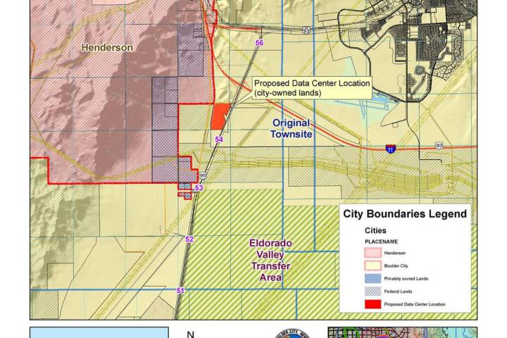 This city map shows the now-formerly proposed location of the Townsite Solar 2 LLC data center ...