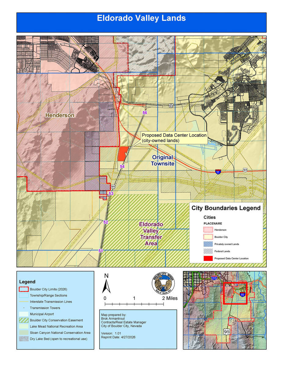 This city map shows the now-formerly proposed location of the Townsite Solar 2 LLC data center ...