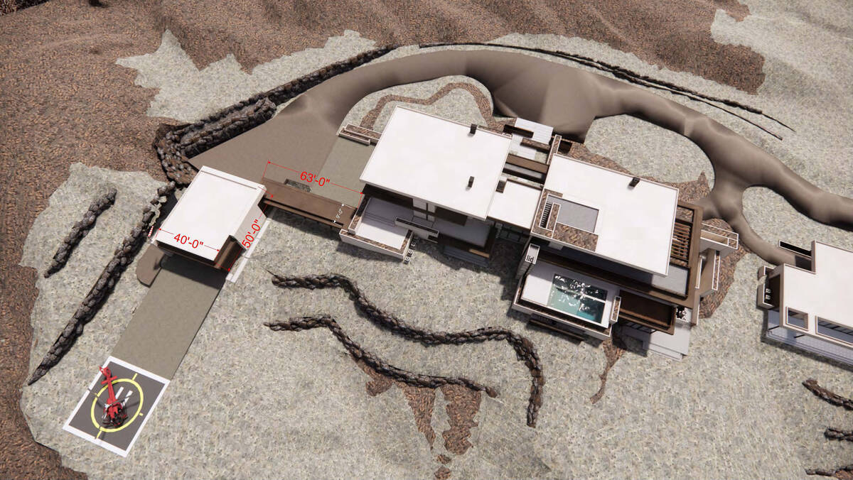 Courtesy image This rendering shows an aerial view of the planned heliport on the property owne ...