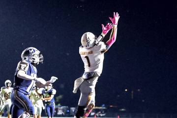 Photo courtesy Cade Braden Ghavyn Cartier locates the ball in the end zone against The Meadows ...