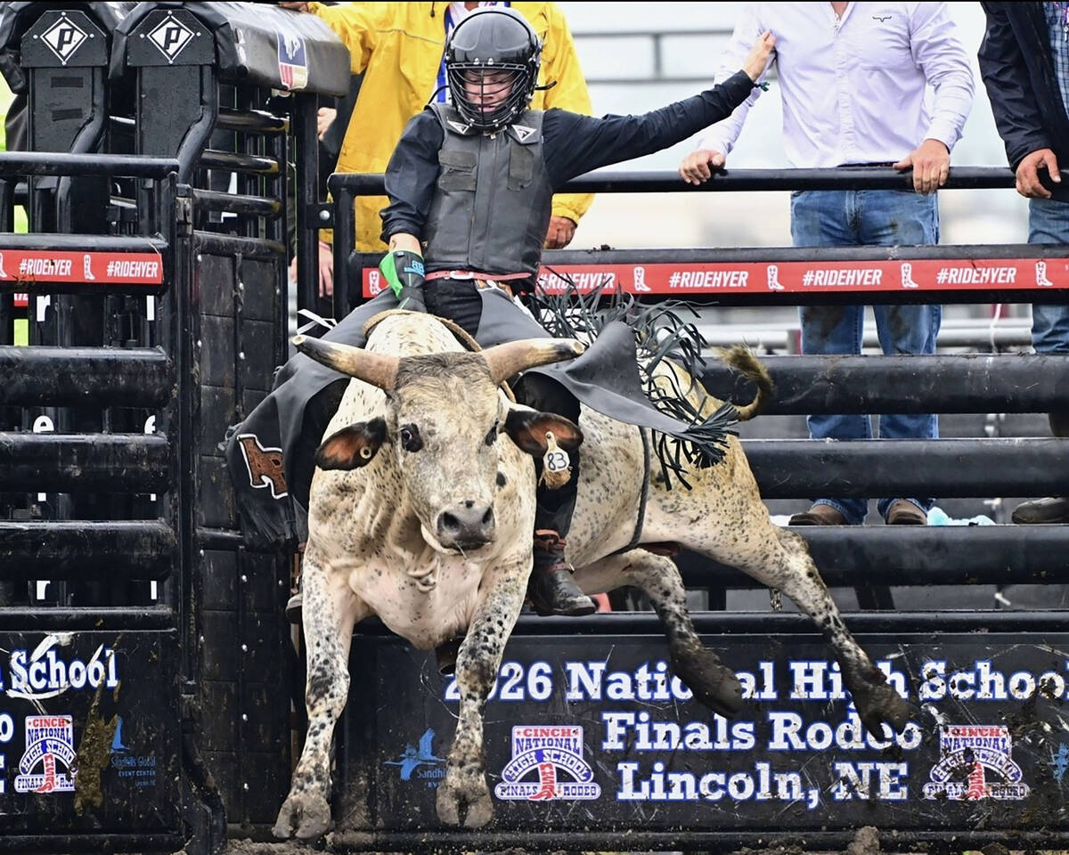 Photo courtesy Jennings Rodeo Photography Aiden Brown competing at the National High School Fi ...
