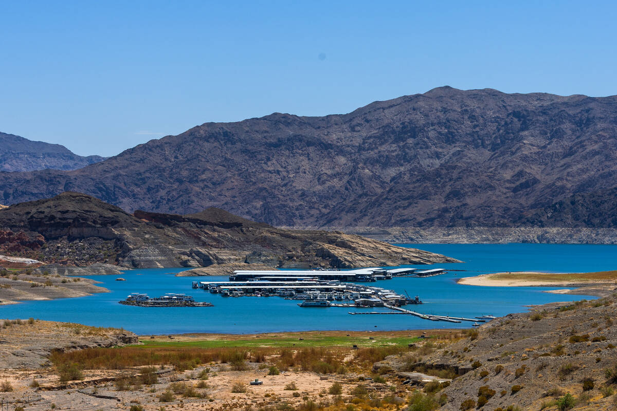 The original marina area sits far uphill from the Callville Bay Marina in the Lake Mead Nationa ...
