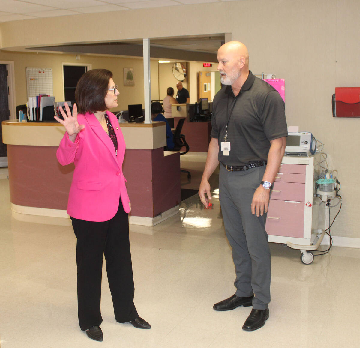 Ron Eland/Boulder City Review U.S. Sen. Catherine Cortez Masto received a tour of the Boulder C ...