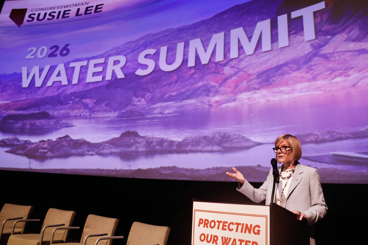 Congresswoman Susie Lee speaks during the fourth annual Southern Nevada Water Summit at Springs ...