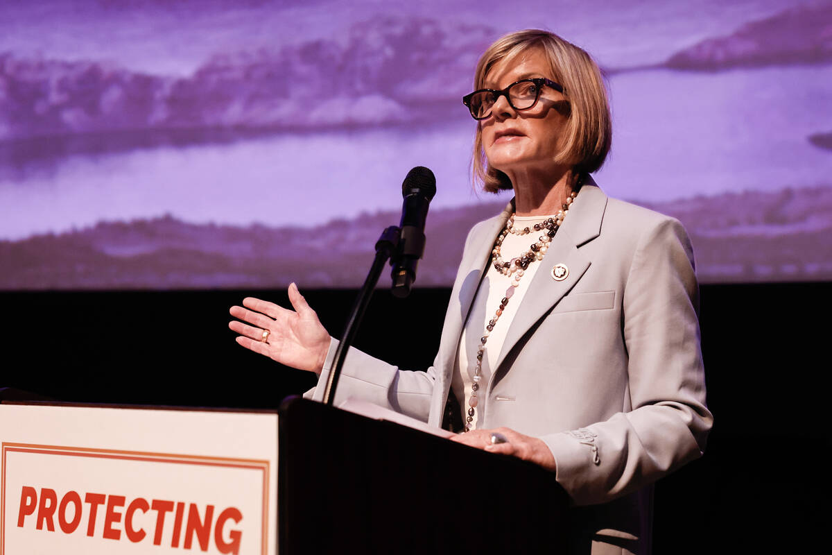 Congresswoman Susie Lee speaks during the fourth annual Southern Nevada Water Summit at Springs ...