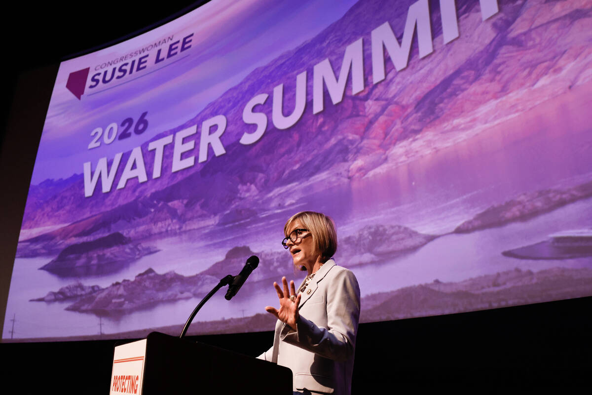 Congresswoman Susie Lee speaks during the fourth annual Southern Nevada Water Summit at Springs ...