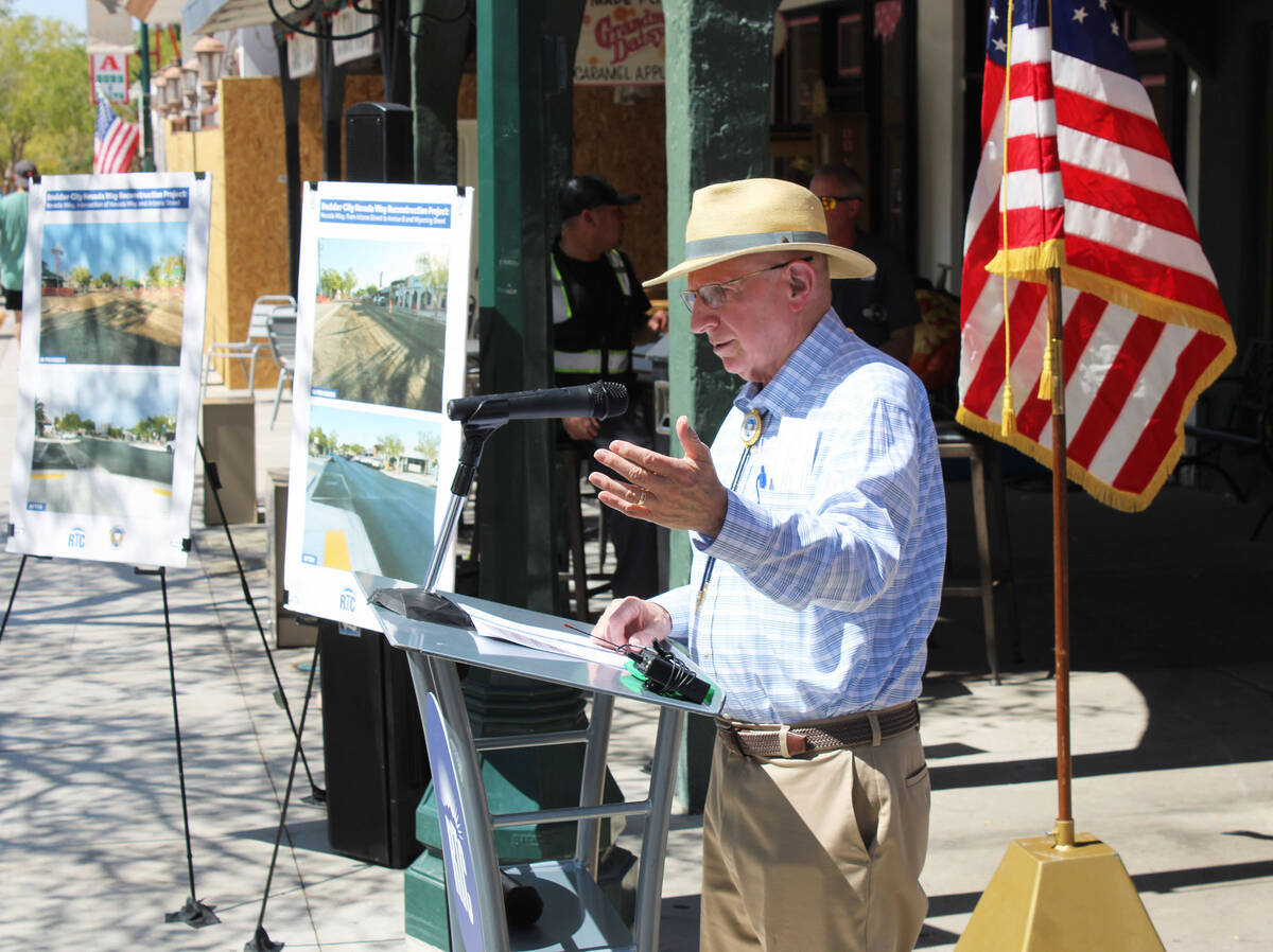 Ron Eland/Boulder City Review Boulder City Mayor Joe Hardy praised city staff, the RTC and Cong ...
