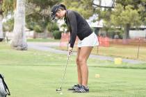 Robert Vendettoli/Boulder City Review Boulder City High School star golfer Emmerson Hinds putts ...